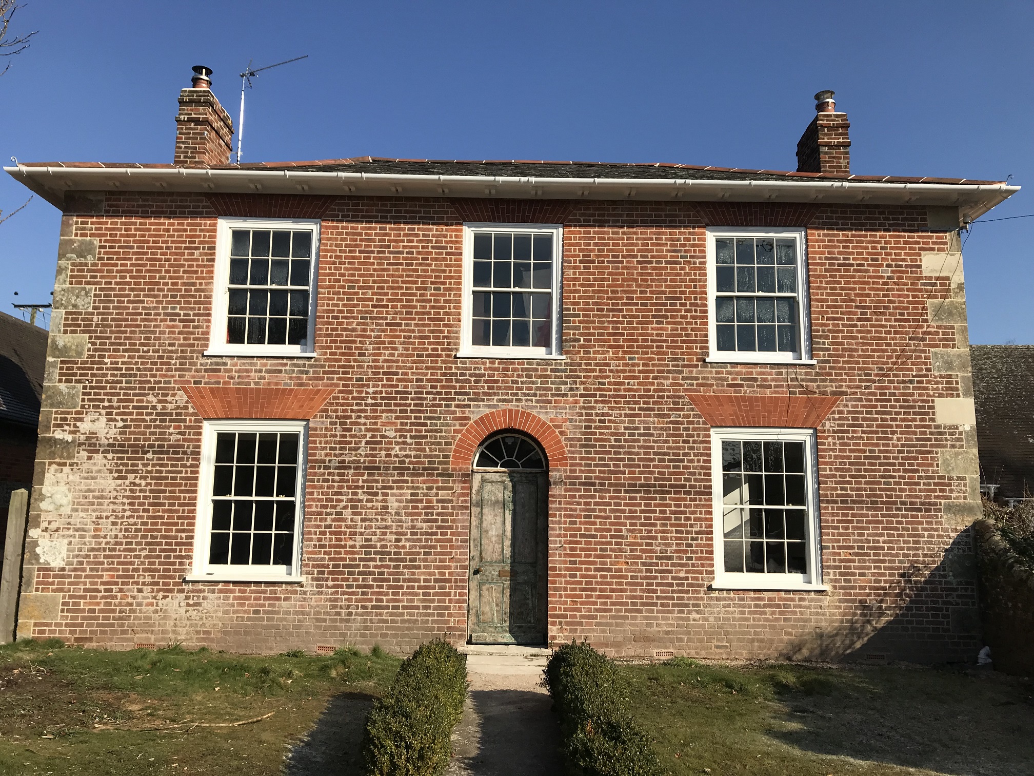 Lime pointed brick elevation